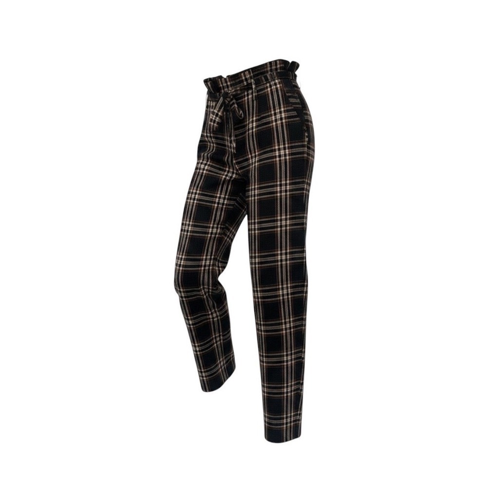 Windsor Black and White retro wide leg Plaid women's  Pants chunky